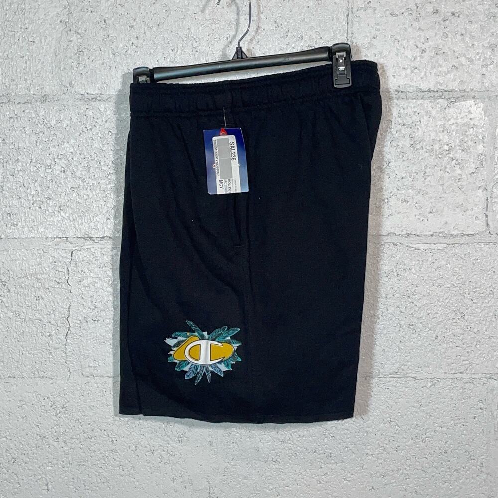 Champion Men's Powerblend Standard-Fit Logo-Print 7" Fleece Shorts - Black XL